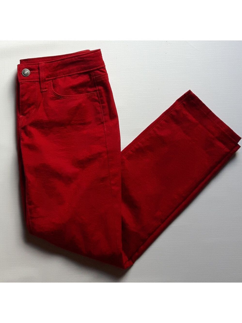 Ann Taylor Loft Red Jeans Damask Print 00 24